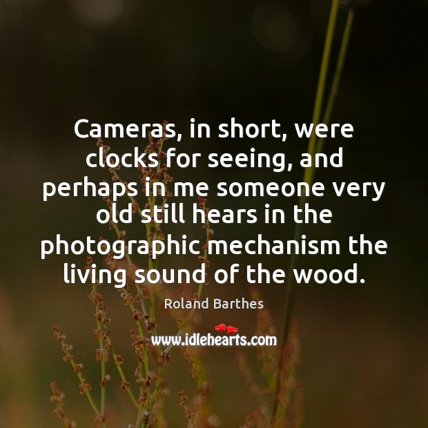 Cameras, in short, were clocks for seeing, and perhaps in me someone Roland Barthes Picture Quote
