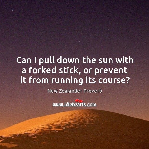 Can I pull down the sun with a forked stick, or prevent it from running its course? New Zealander Proverbs Image