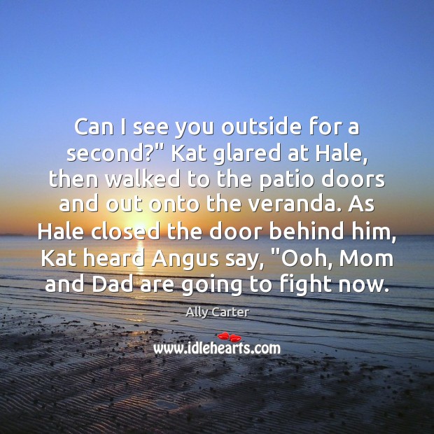 Can I see you outside for a second?” Kat glared at Hale, Ally Carter Picture Quote