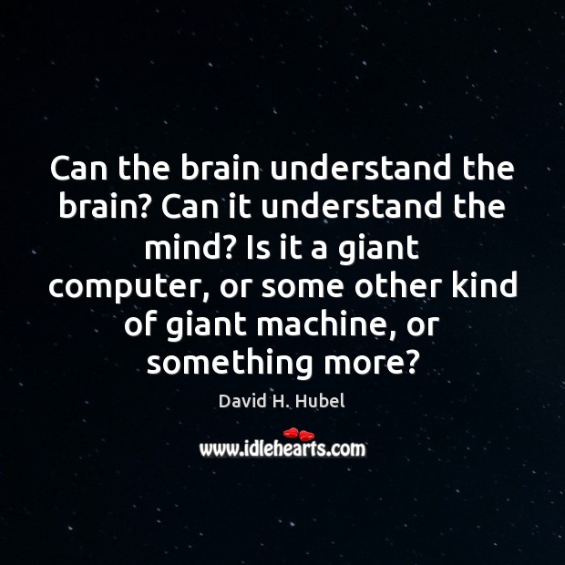 Can the brain understand the brain? Can it understand the mind? Is David H. Hubel Picture Quote