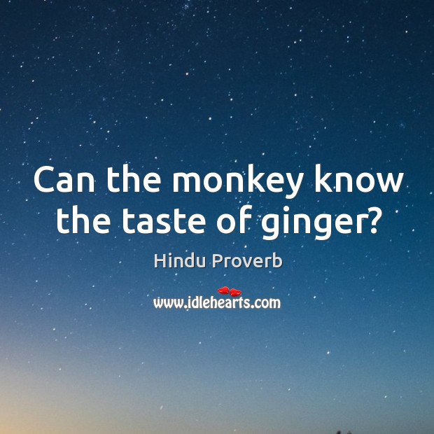 Can the monkey know the taste of ginger? Hindu Proverbs Image