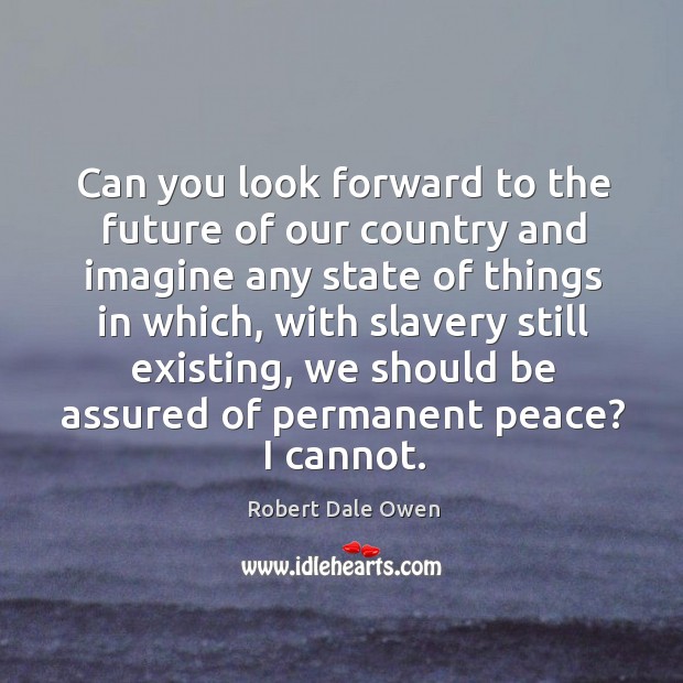 Can you look forward to the future of our country and imagine any state of things in which Robert Dale Owen Picture Quote