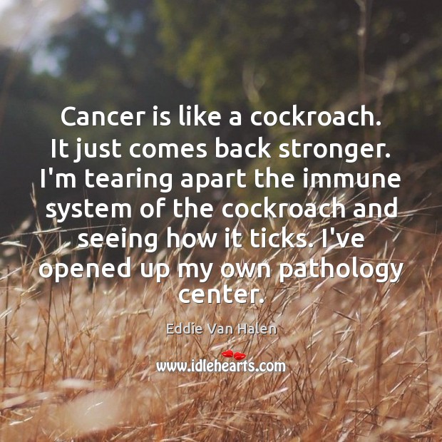 Cancer is like a cockroach. It just comes back stronger. I’m tearing Image