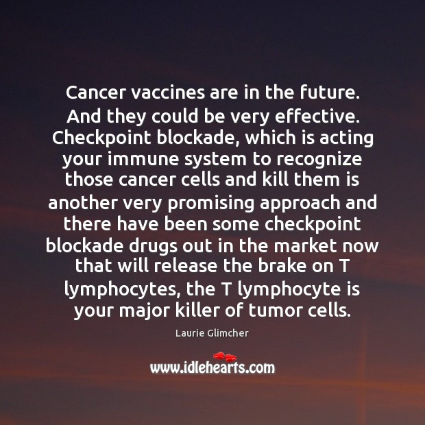 Cancer vaccines are in the future. And they could be very effective. Laurie Glimcher Picture Quote