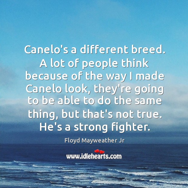 Canelo’s a different breed. A lot of people think because of the Image