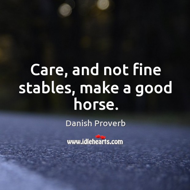 Care, and not fine stables, make a good horse. Image