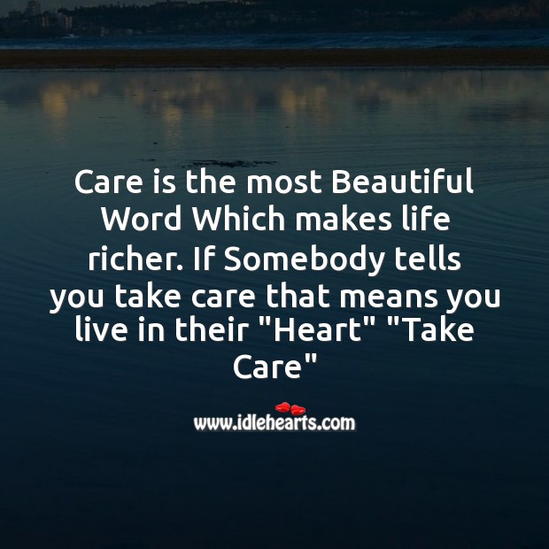 Care is the most beautiful word Life Messages Image