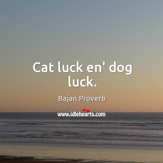 Cat luck en’ dog luck. Bajan Proverbs Image