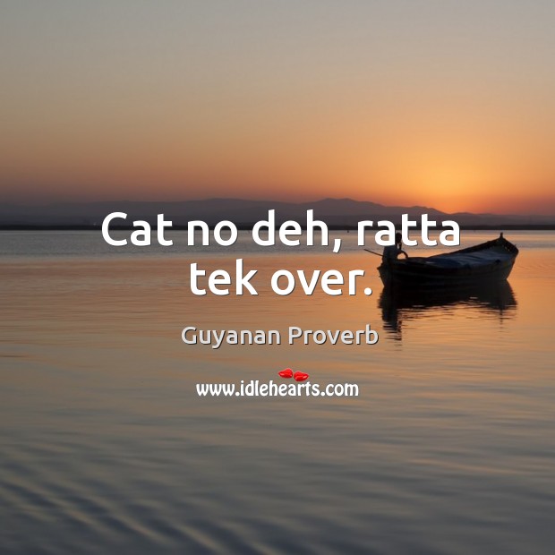 Cat no deh, ratta tek over. Guyanan Proverbs Image
