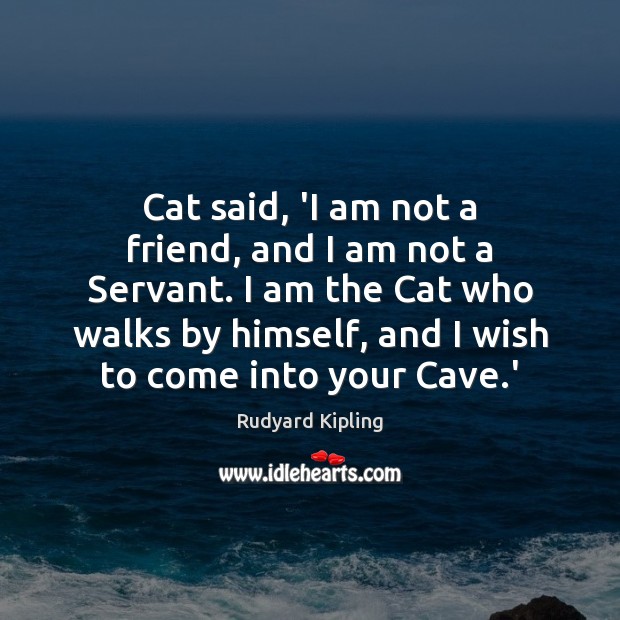 Cat said, ‘I am not a friend, and I am not a Rudyard Kipling Picture Quote
