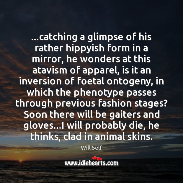 …catching a glimpse of his rather hippyish form in a mirror, he Will Self Picture Quote