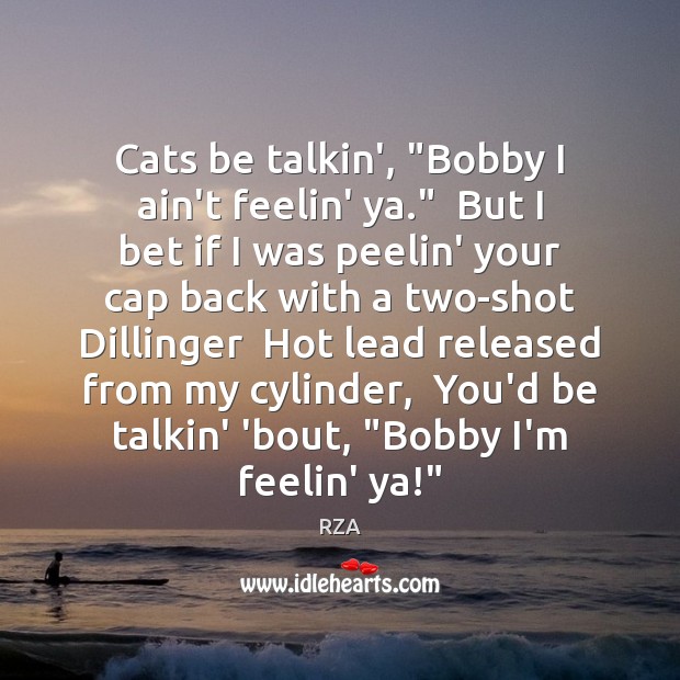 Cats be talkin’, “Bobby I ain’t feelin’ ya.”  But I bet if RZA Picture Quote