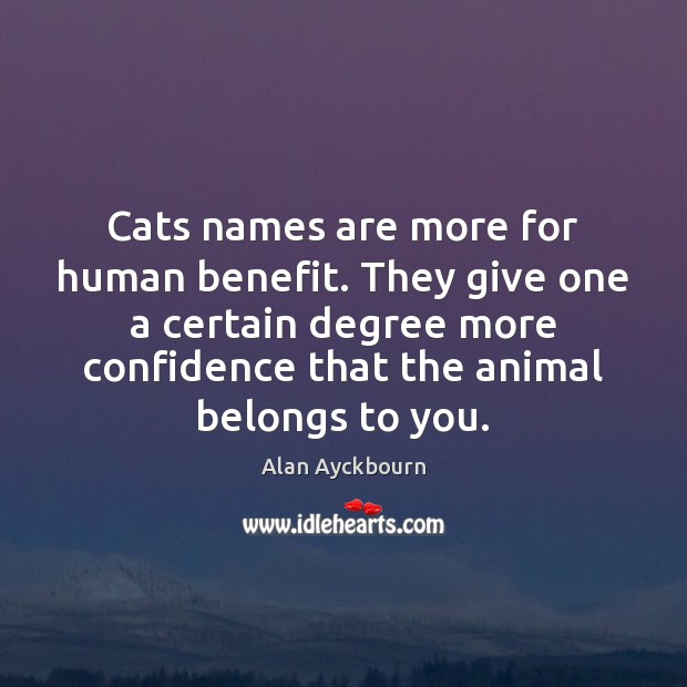 Cats names are more for human benefit. They give one a certain Alan Ayckbourn Picture Quote