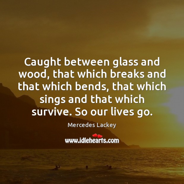Caught between glass and wood, that which breaks and that which bends, Mercedes Lackey Picture Quote