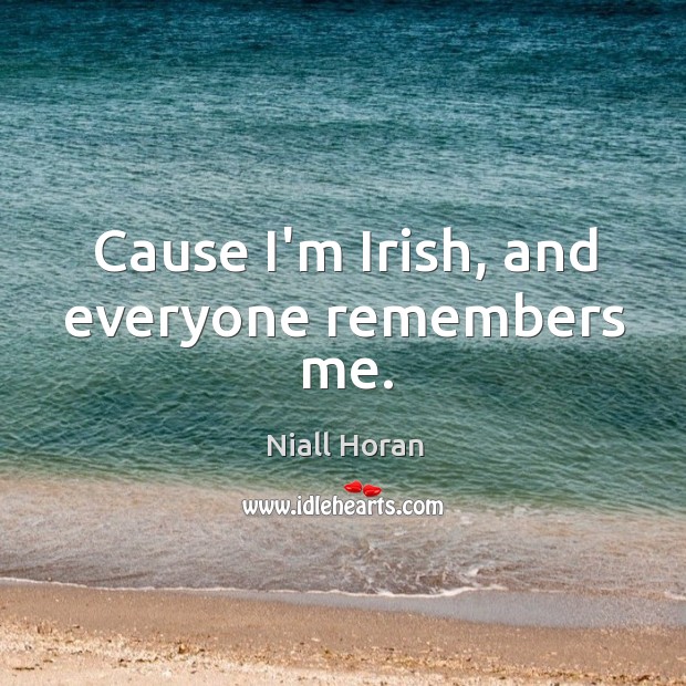 Cause I’m Irish, and everyone remembers me. Niall Horan Picture Quote