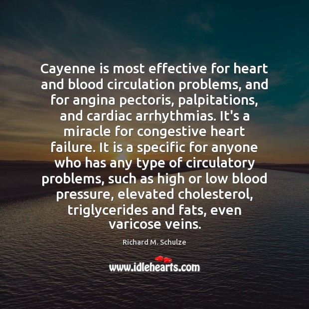 Cayenne is most effective for heart and blood circulation problems, and for Richard M. Schulze Picture Quote