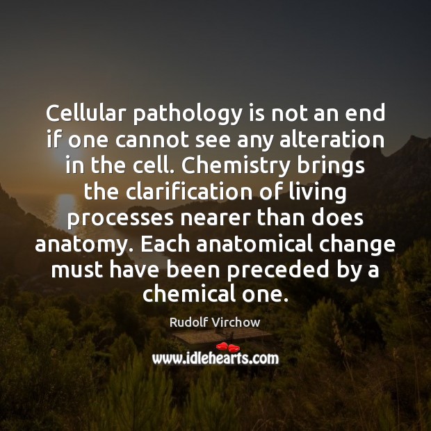 Cellular pathology is not an end if one cannot see any alteration Rudolf Virchow Picture Quote