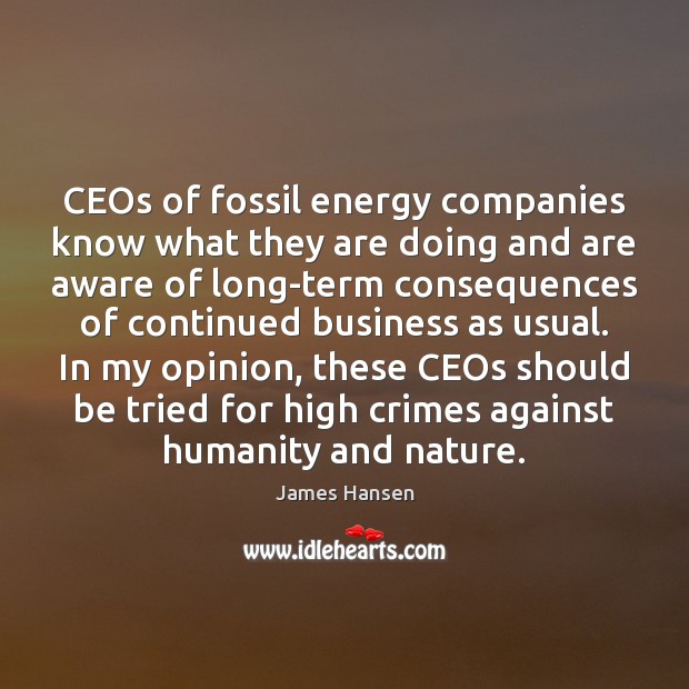 CEOs of fossil energy companies know what they are doing and are James Hansen Picture Quote