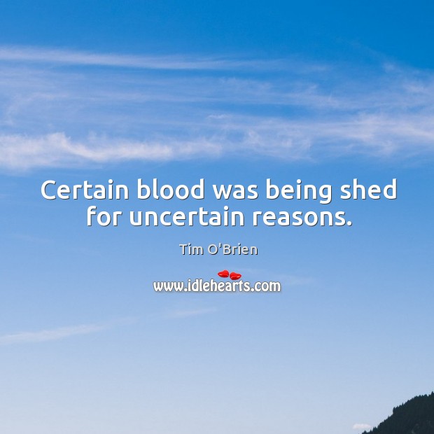 Certain blood was being shed for uncertain reasons. Tim O’Brien Picture Quote