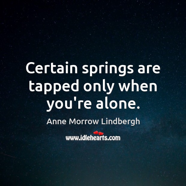 Certain springs are tapped only when you’re alone. Anne Morrow Lindbergh Picture Quote