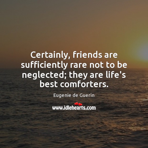 Certainly, friends are sufficiently rare not to be neglected; they are life’s Image