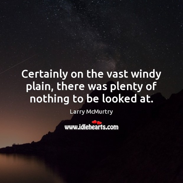 Certainly on the vast windy plain, there was plenty of nothing to be looked at. Larry McMurtry Picture Quote