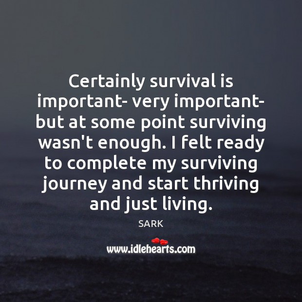 Certainly survival is important- very important- but at some point surviving wasn’t SARK Picture Quote