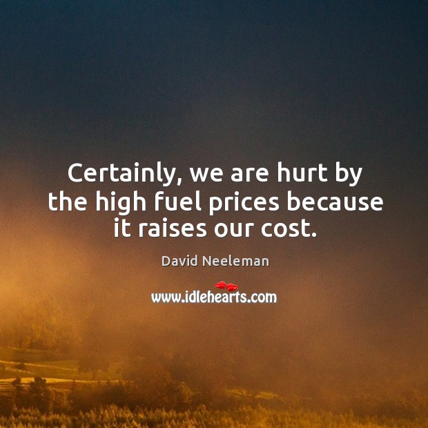 Certainly, we are hurt by the high fuel prices because it raises our cost. Image