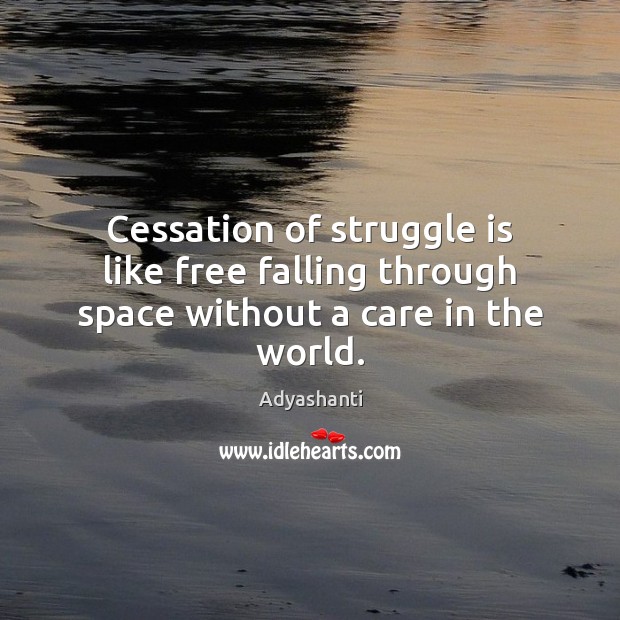 Cessation of struggle is like free falling through space without a care in the world. Adyashanti Picture Quote