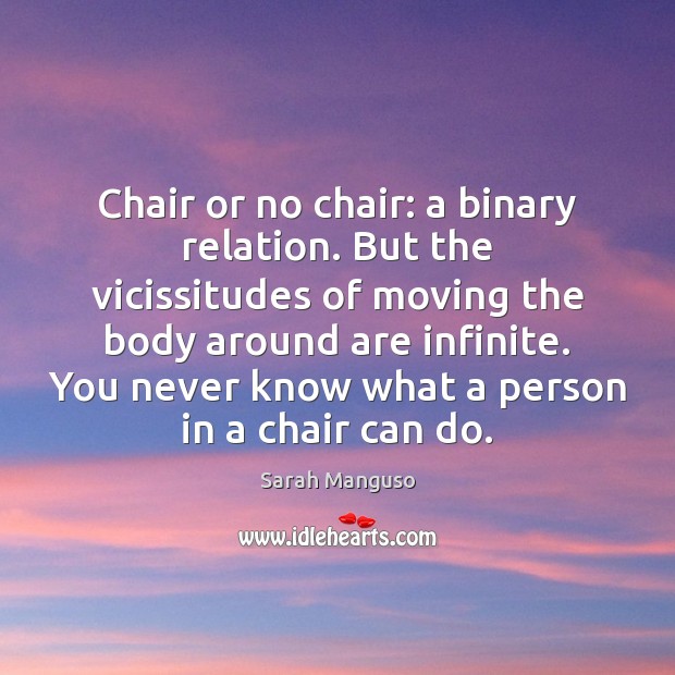 Chair or no chair: a binary relation. But the vicissitudes of moving Image