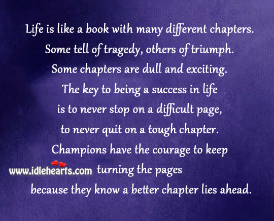 Life is like a book with many different chapters. Image