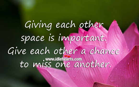 Giving each other space is important. Image