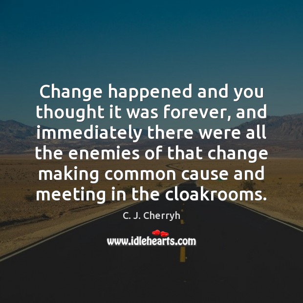 Change happened and you thought it was forever, and immediately there were C. J. Cherryh Picture Quote
