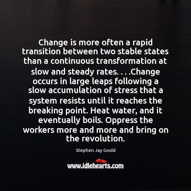Change is more often a rapid transition between two stable states than Stephen Jay Gould Picture Quote