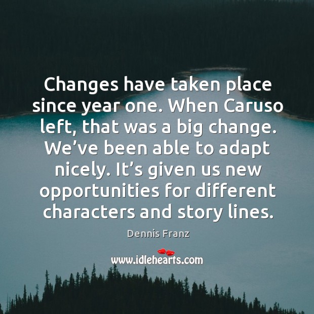 Changes have taken place since year one. When caruso left, that was a big change. We’ve been able to adapt nicely. 