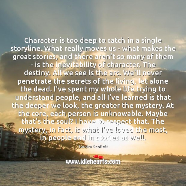 Character is too deep to catch in a single storyline. What really Character Quotes Image