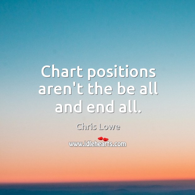 Chart positions aren’t the be all and end all. Chris Lowe Picture Quote