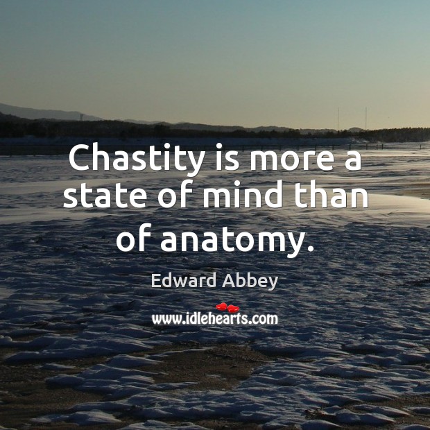 Chastity is more a state of mind than of anatomy. Edward Abbey Picture Quote