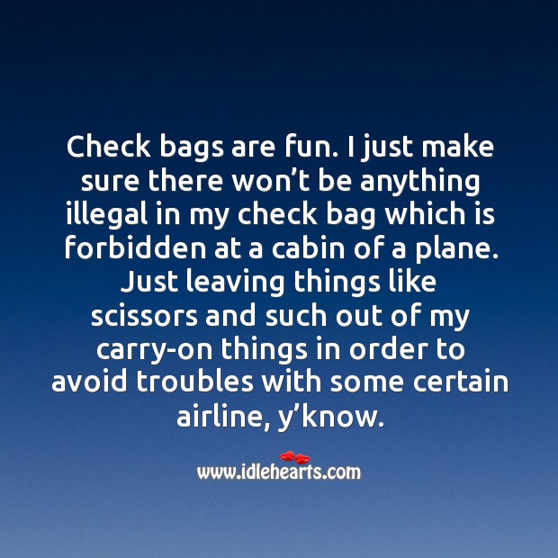 Check bags are fun. I just make sure there won’t be anything illegal in my check bag Image
