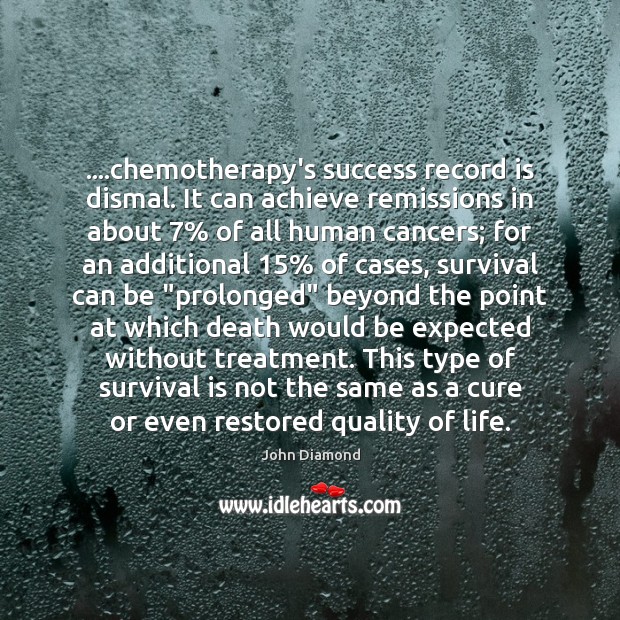….chemotherapy’s success record is dismal. It can achieve remissions in about 7% of Image