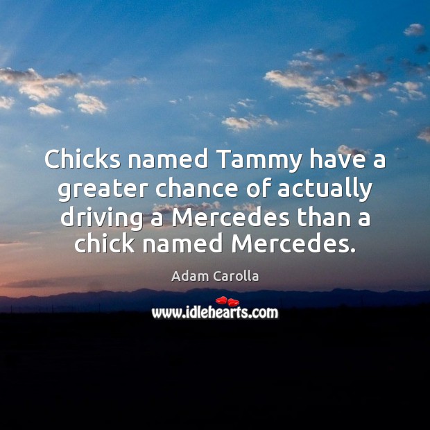 Chicks named Tammy have a greater chance of actually driving a Mercedes Driving Quotes Image