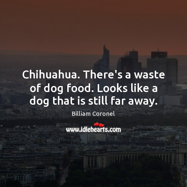 Chihuahua. There’s a waste of dog food. Looks like a dog that is still far away. Billiam Coronel Picture Quote