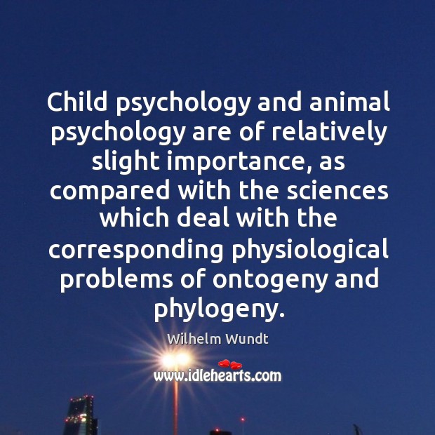 Child psychology and animal psychology are of relatively slight importance, as compared Wilhelm Wundt Picture Quote