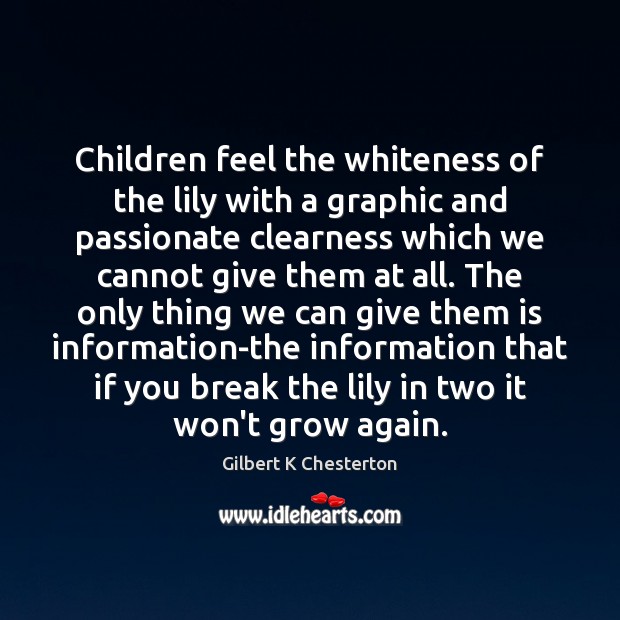 Children feel the whiteness of the lily with a graphic and passionate Image