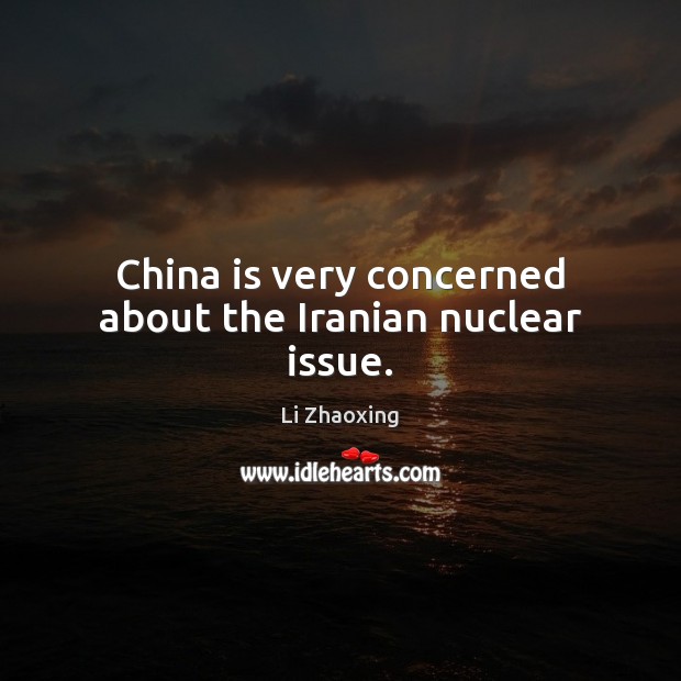 China is very concerned about the Iranian nuclear issue. Li Zhaoxing Picture Quote