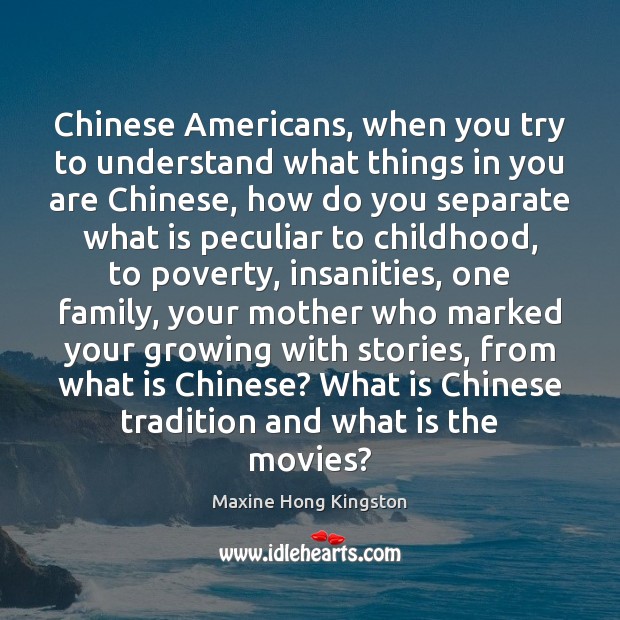 Chinese Americans, when you try to understand what things in you are 