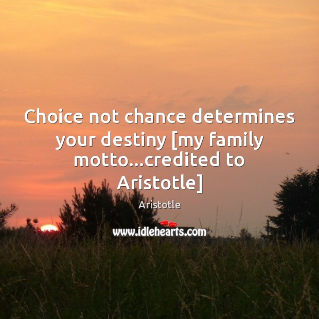 Choice not chance determines your destiny [my family motto…credited to Aristotle] Image