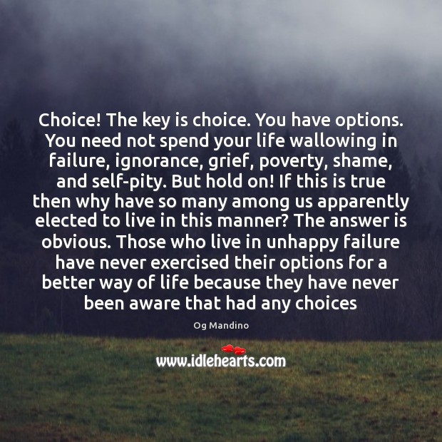 Choice! The key is choice. You have options. You need not spend Og Mandino Picture Quote