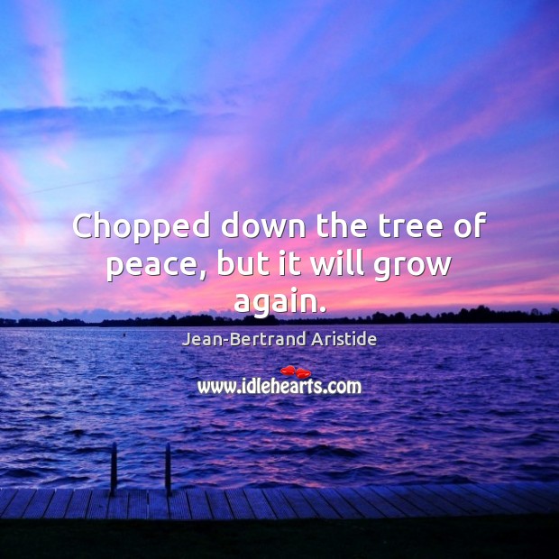 Chopped down the tree of peace, but it will grow again. Jean-Bertrand Aristide Picture Quote
