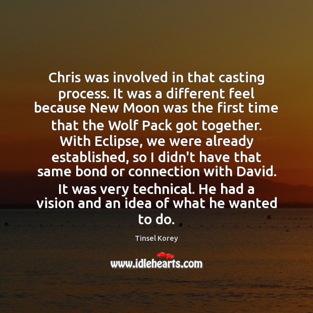 Chris was involved in that casting process. It was a different feel Tinsel Korey Picture Quote